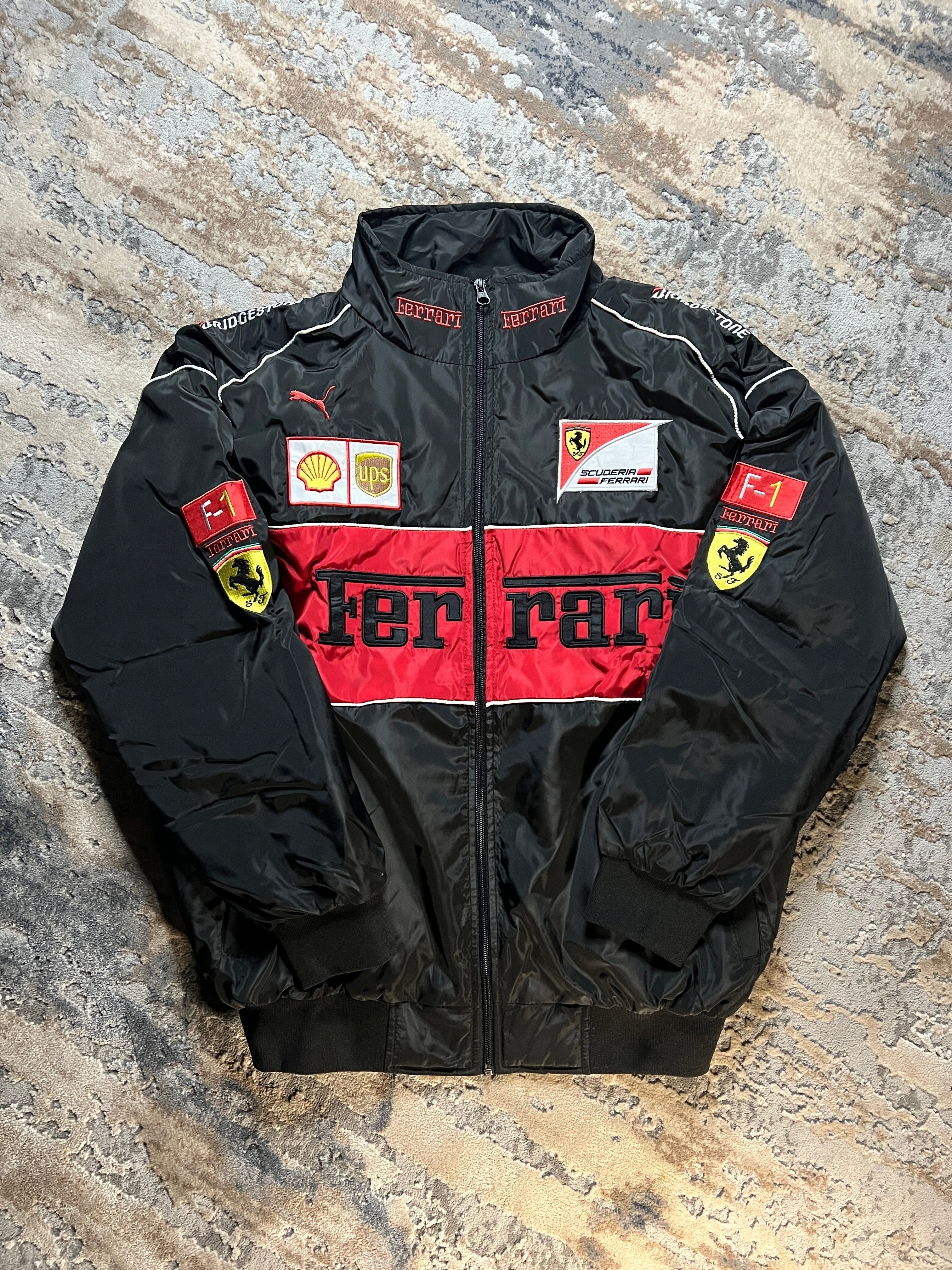 Black And Red Ferrari Jacket Ferrari Vintage F1 Jacket Black F1